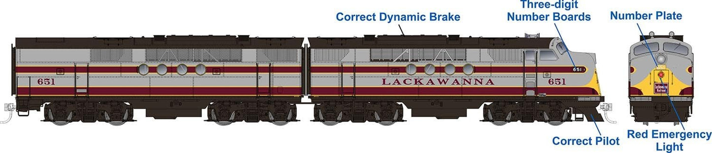 Rapido Trains 053019 HO Lackawanna EMD FT A+B Diesel Locomotive #653A + 653B