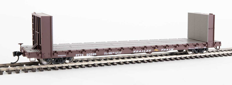 Walthers 910-5818 HO TT Brown RTR 60' Pullman-Standard Bulkhead Flatcar #90595