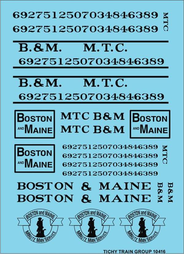 Tichy 10416N N B&M/MTC Roadname Black Decal Sheet