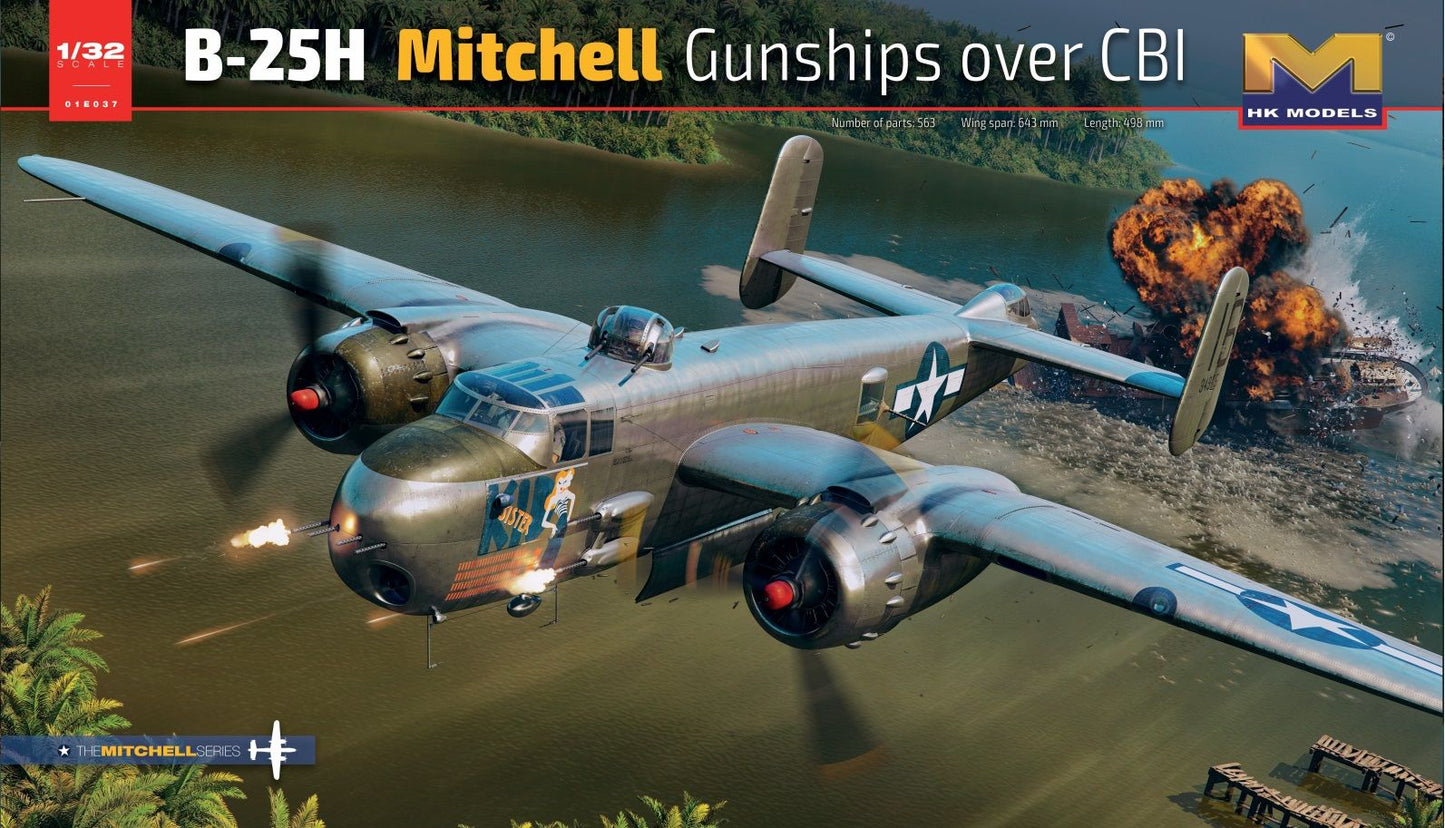 HK Models 01E037 1:32 B-25H Mitchell Gunships Over CBI Military Plane Kit