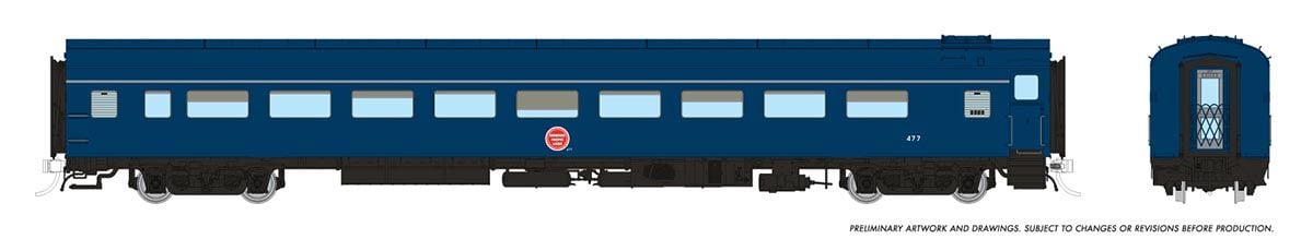Rapido Trains 100407 HO MP Jenks Blue Scheme Lightweight Coach #480