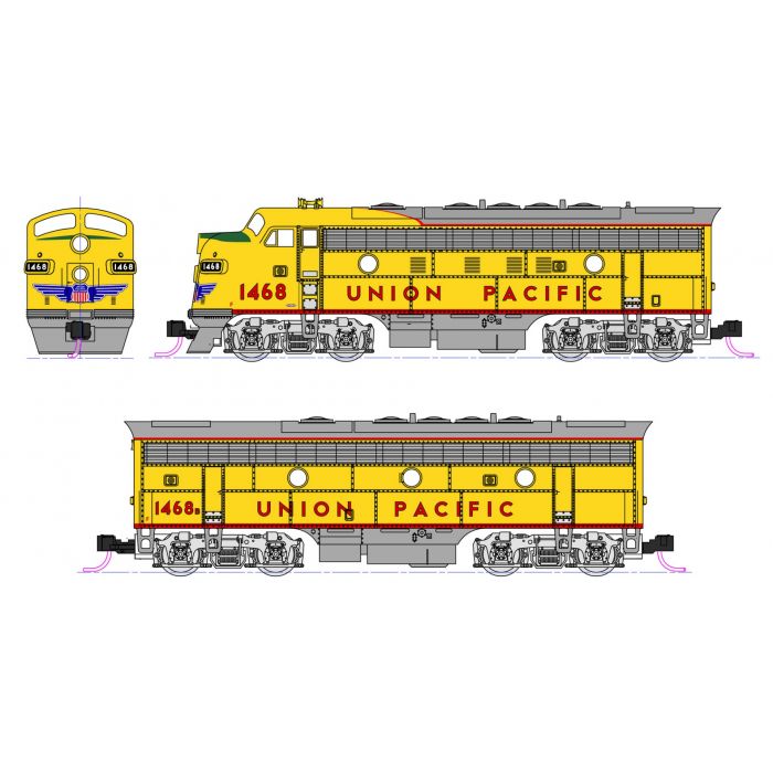 Kato 106-0426-LS N UP EMD F7A & F7B Diesel Locomotive with LokSound #1468/1468B
