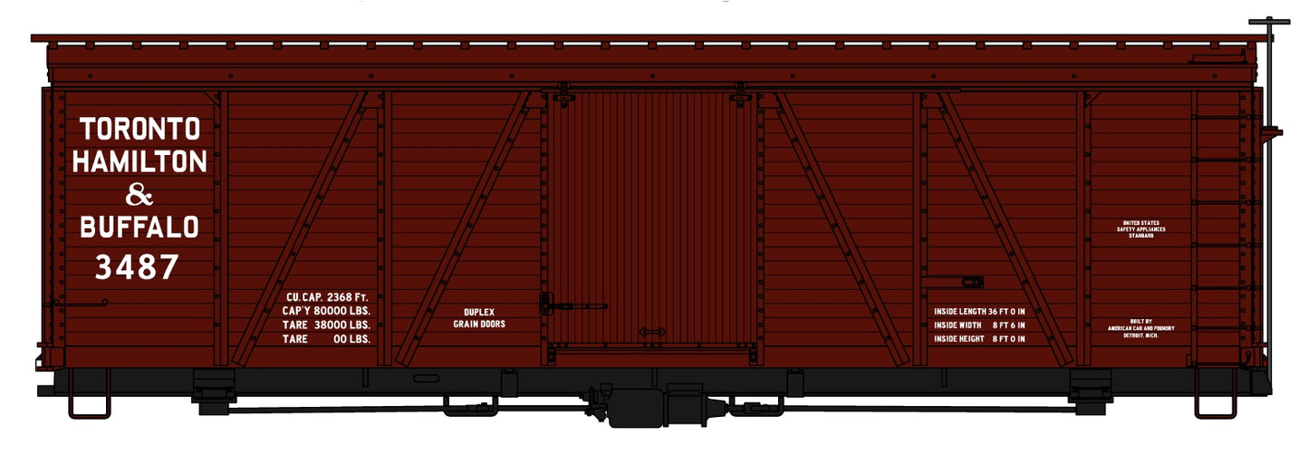 Accurail 1183 HO Toronto Hamilton & Buffalo 36' Fowler Wood Boxcar Kit #3487