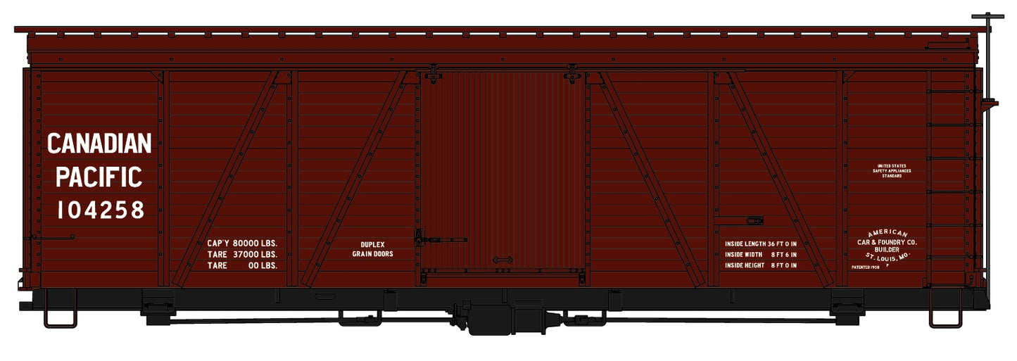 Accurail 1184 HO Canadian Pacific 36' Fowler Wood Boxcar Kit #104258