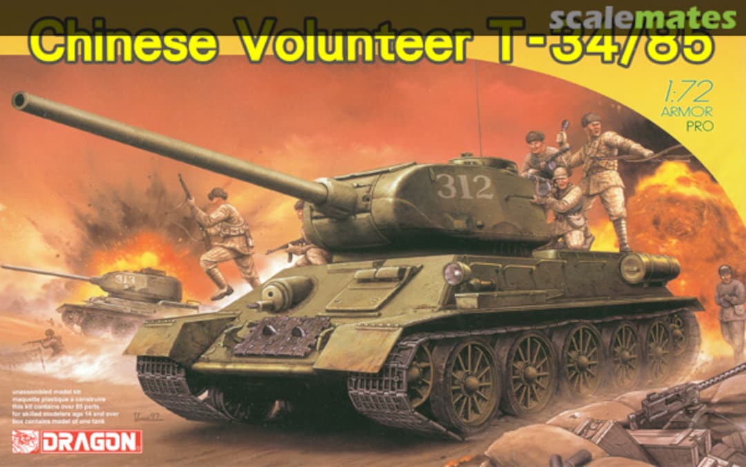 Dragon 7668 1:72 Chinese Volunteer T-34/85 Military Tank Model Kit