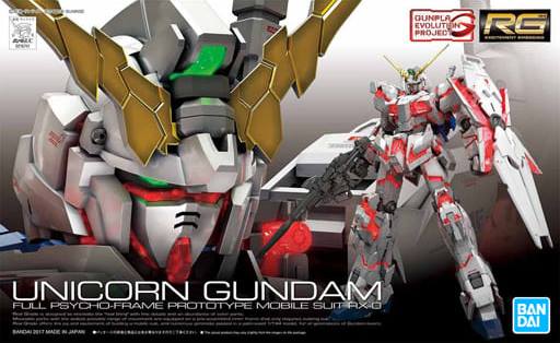 Bandai 2370362 1:144 RG Unicorn Gundam Full Psycho-Frame Plastic Model Kit