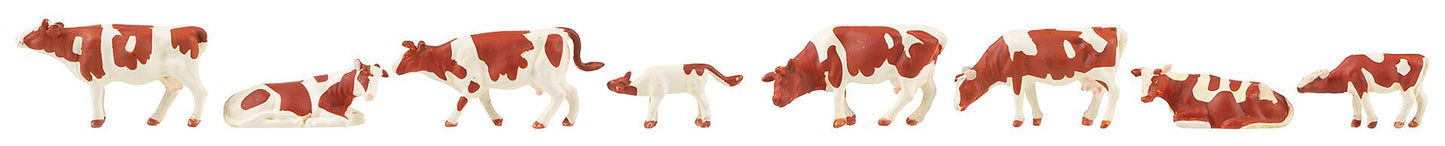 Faller 151903 HO Brown Flecked Cow Figures (Set of 8)