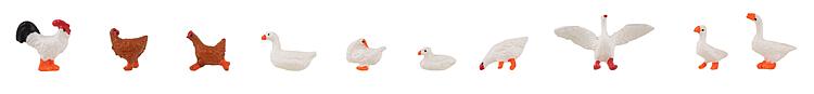 Faller 151909 HO Hens, Ducks and Geese Figures (Set of 10)