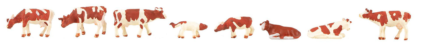 Faller 155902 N Brown Flecked Cow Figures (Set of 8)