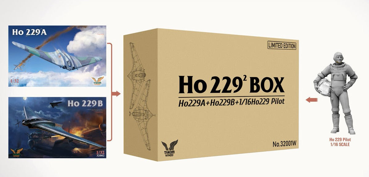 Takom 32001W 1:32 Ho 229² BOX Ho229A+Ho229B+1/16Ho229 Pilot-Limited Plastic Kit