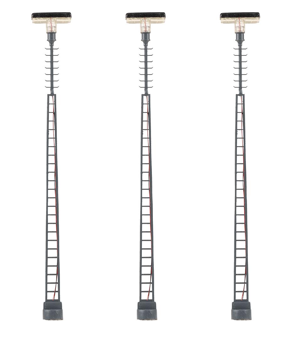 Faller 180118 HO Warm White LED Lattice Mast Top-Mounted Luminaires (Pack of 3)