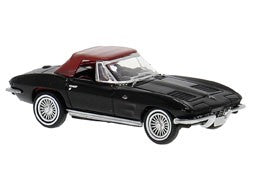 Brekina Automodelle 18025 HO Black, Red Chevrolet Corvette C2 Convertible