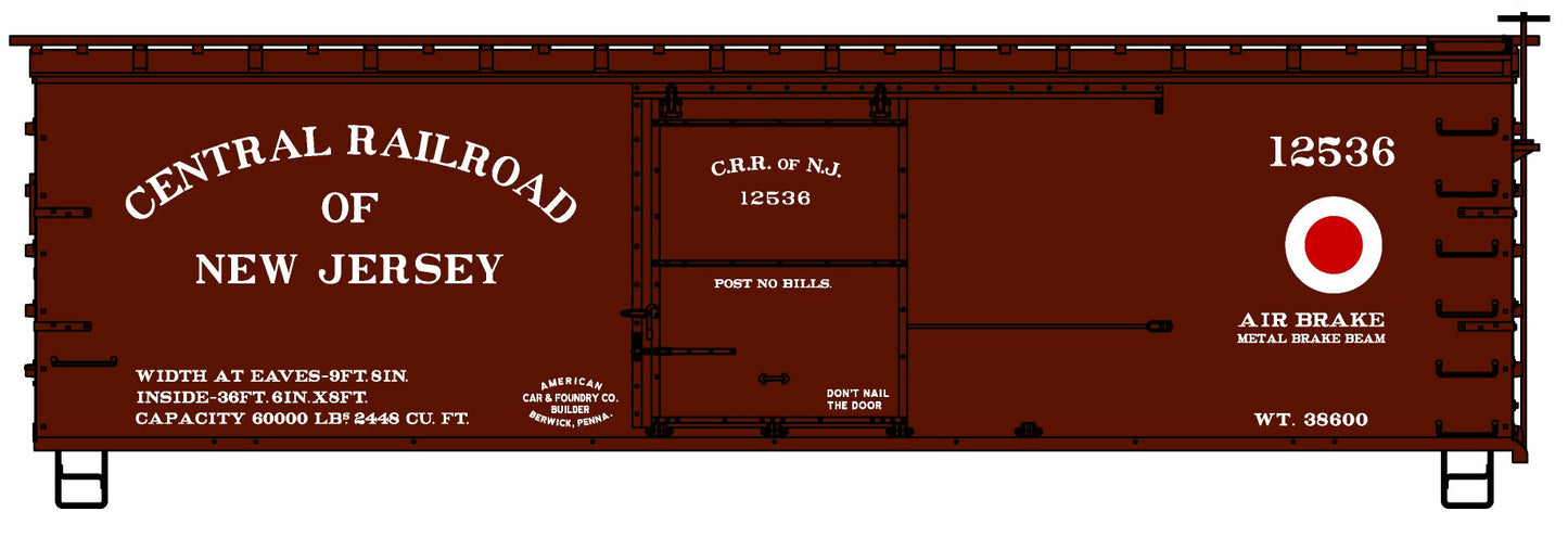Accurail 1812 HO Central Railroad of New Jersey 36' Double Sheath Wood Boxcar