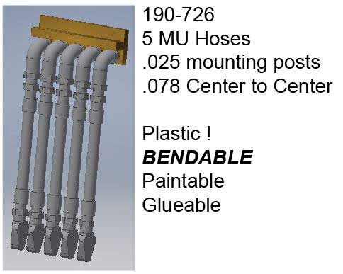 Cal Scale 190-726 HO 5-Line MU Plastic Hose (Pack of 4)