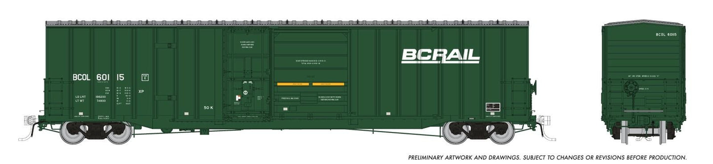 Rapido Trains 191002A HO BC Rail Trenton Works 6637cuft Boxcar Single Car #2