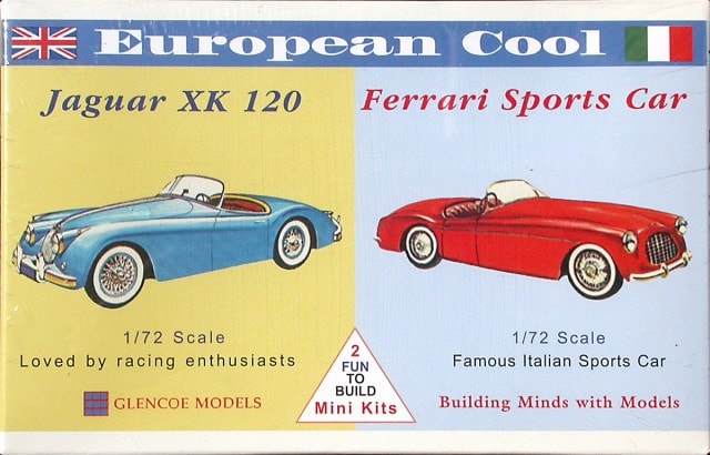 Glencoe Models 03604 1:72 Jaguar XK-120 & Ferrari 250 Sports Car Plastic Kit