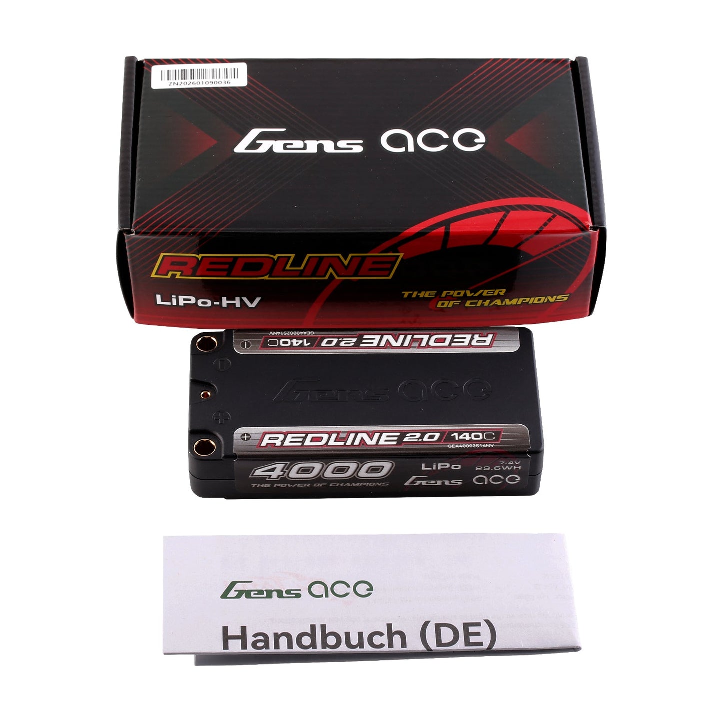Gens Ace GEA40002S14NV 4000mAh 2S 140C 7.4V HardCase Shorty Redline 2.0 Lipo