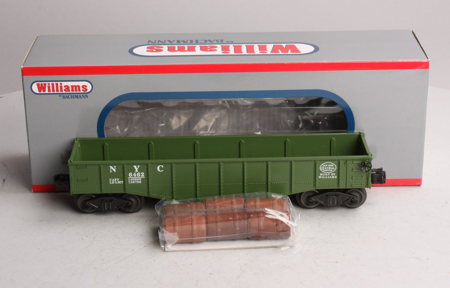 Williams 47203 O New York Central Gondola with 6 Wooden Barrels