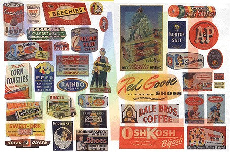 JL Innovative Design 426 HO Vintage Food/Household Signs 1940-1950 (Pack of 37)