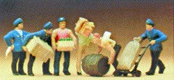 Preiser 10016 HO Delivery Men Figures with Load (Set of 6)
