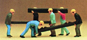 Preiser 10034 HO Track Worker Slepeer Layers Figures with Ties (Set of 6)
