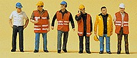 Preiser 10420 HO Modern Workmen Figures with Warning Vest (Set of 6)