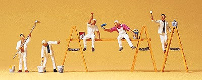 Preiser 10478 HO Paint Crew Figures w/Ladders & Accessories (Set of 5)
