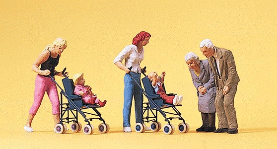 Preiser 10493 HO Mothers w/Children & Grandparents Figures (Set of 6)