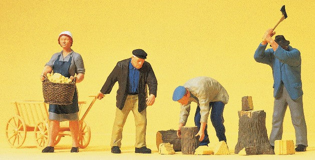 Preiser 10539 HO Working Farm People Figures with Accessories (Set of 4)