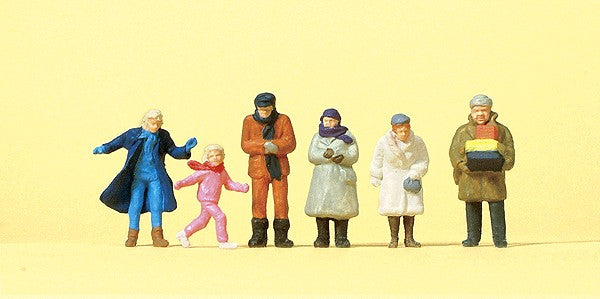 Preiser 14037 HO Scale Passers-By In Winter Clothing Figures (Set of 6)