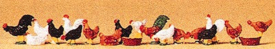 Preiser 14168 HO Animals - Hens and Cocks Figures (Set of 18)