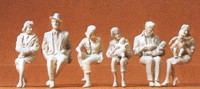 Preiser 45179 G Unpainted Seated Passengers Plastic Figure Kit (Set of 6)
