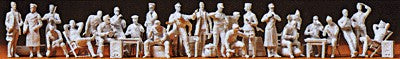 Preiser 72508 1:72 Unpainted Pilots & Ground Crew Plastic Figure Kit (Set of 26)