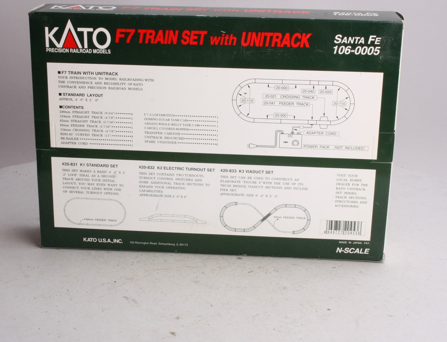 Kato 106-0005 Santa Fe F-7 N Gauge Diesel Starter Train Set LN/Box