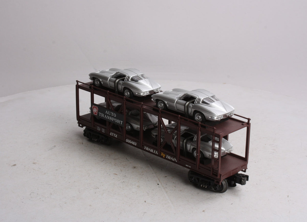 MTH 30-76064 O Pennsylvania Auto Carrier Flatcar w/ Four 1963 Corvettes #500483 LN/Box