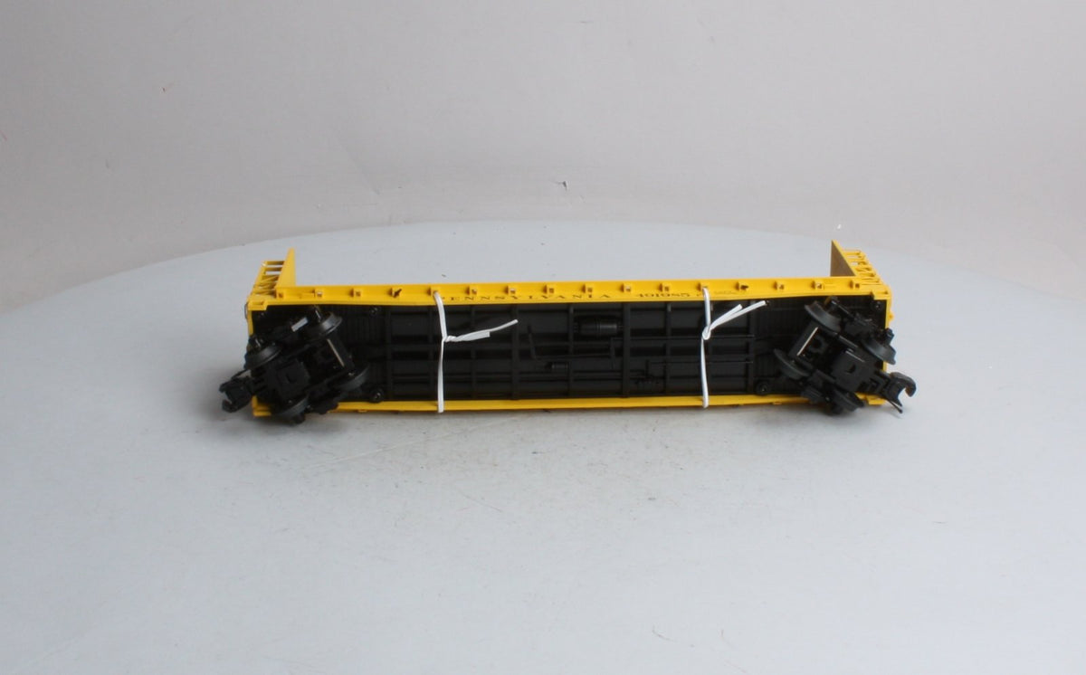 MTH 20-98763 O Gauge Pennsylvania Bulk Head Flat Car W/ Railway Tracks (4) LN/Box