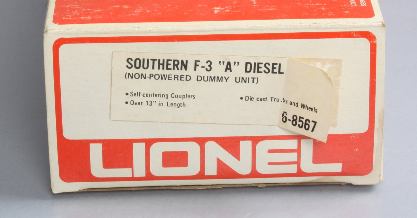 Lionel 6-8567 O Gauge Southern F3 A Non-Powered Diesel Locomotive EX/Box