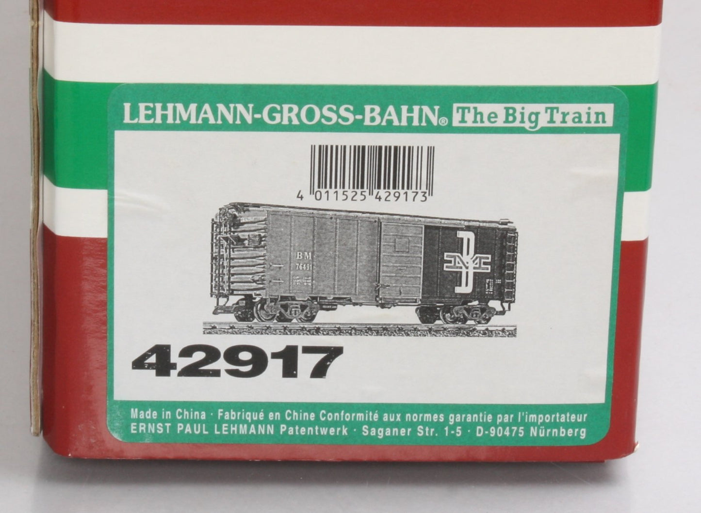 LGB 42917 G Scale Boston & Maine Boxcar #76491 LN/Box