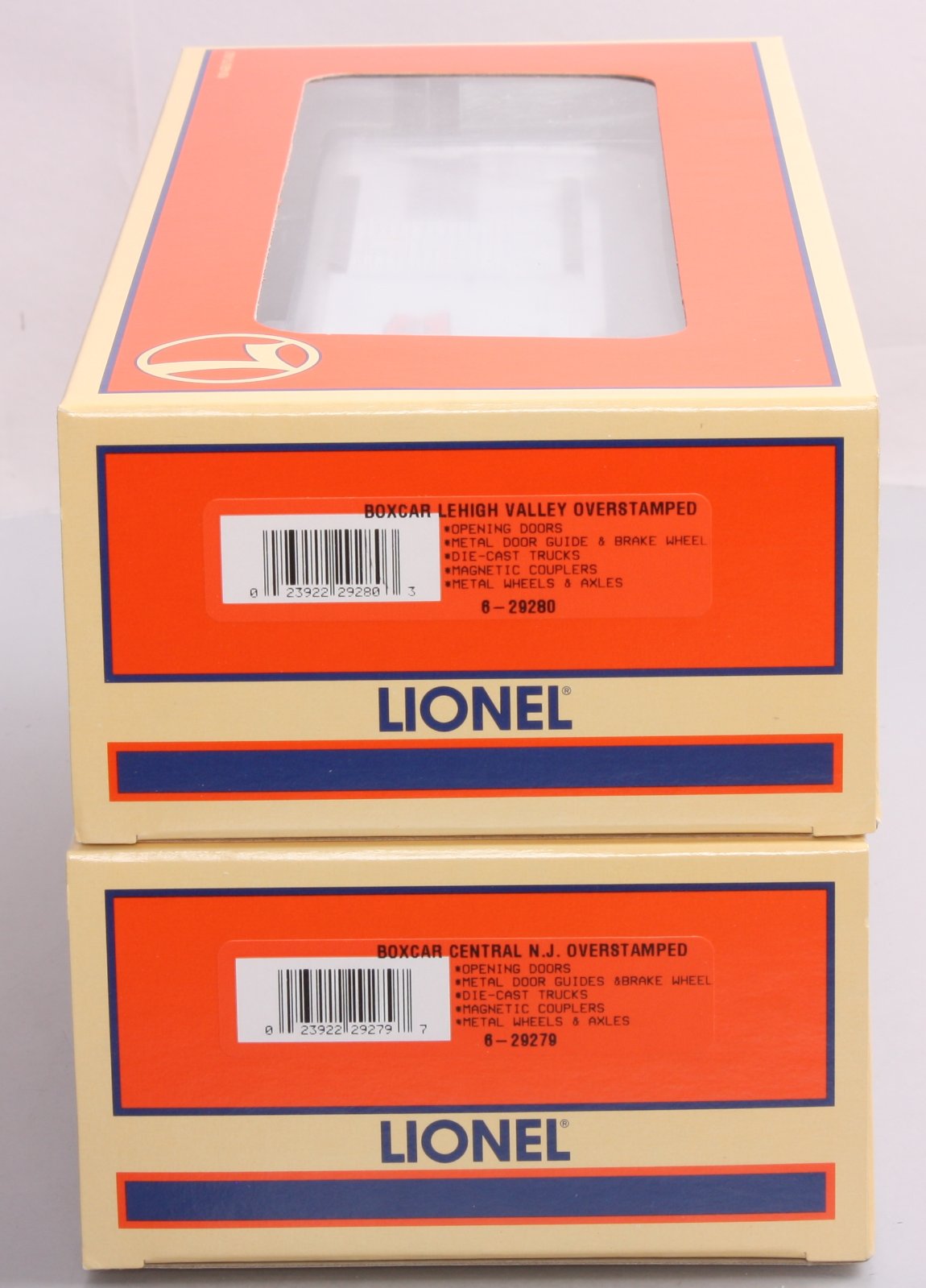 Lionel 6-29281 O CNJ & LV Overstamped Boxcars (Pack of 2) NIB
