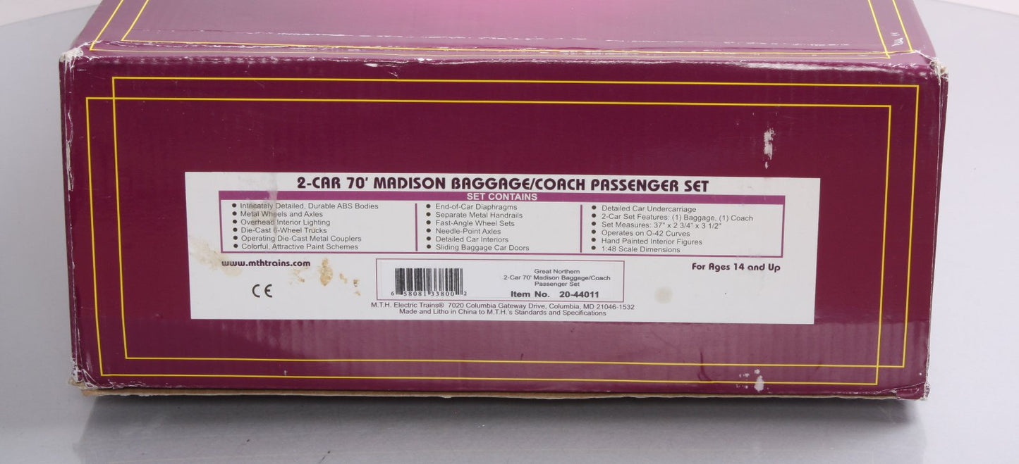 MTH 20-44011 O Great Northern 70' Madison Baggage/Coach LN/Box