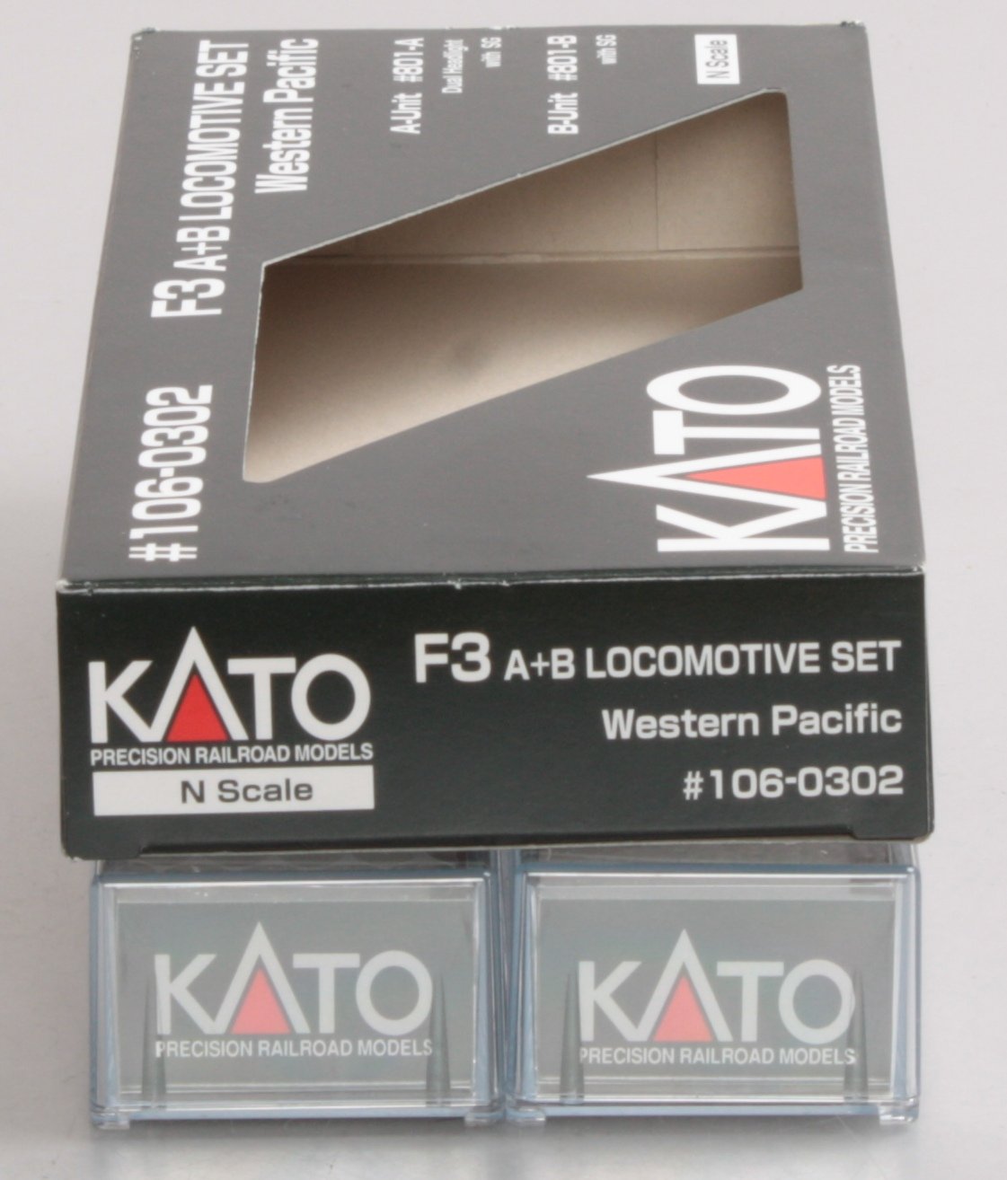 Kato 106-0302 N Scale Western Pacific F3 A/B Diesel Locomotive Set LN/Box