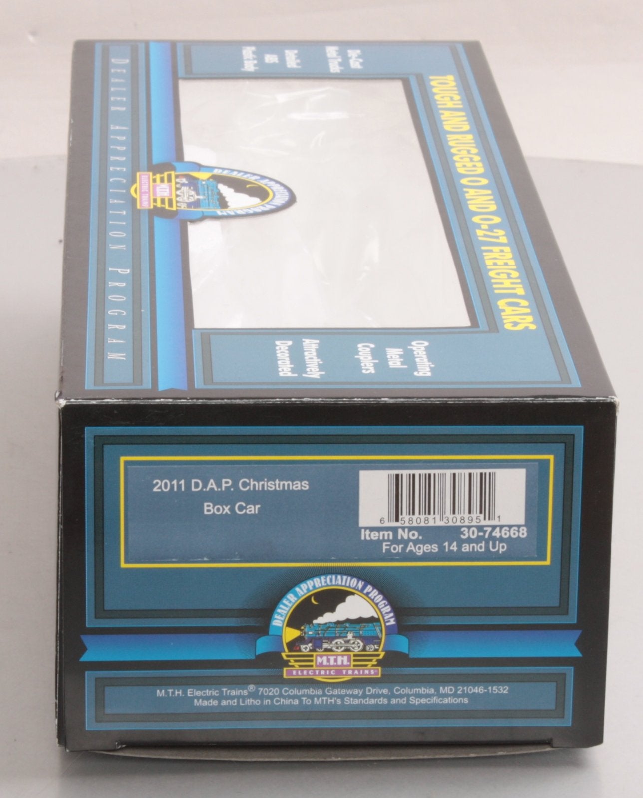 MTH 30-74668 O Gauge D.A.P. Christmas Box Car LN/Box