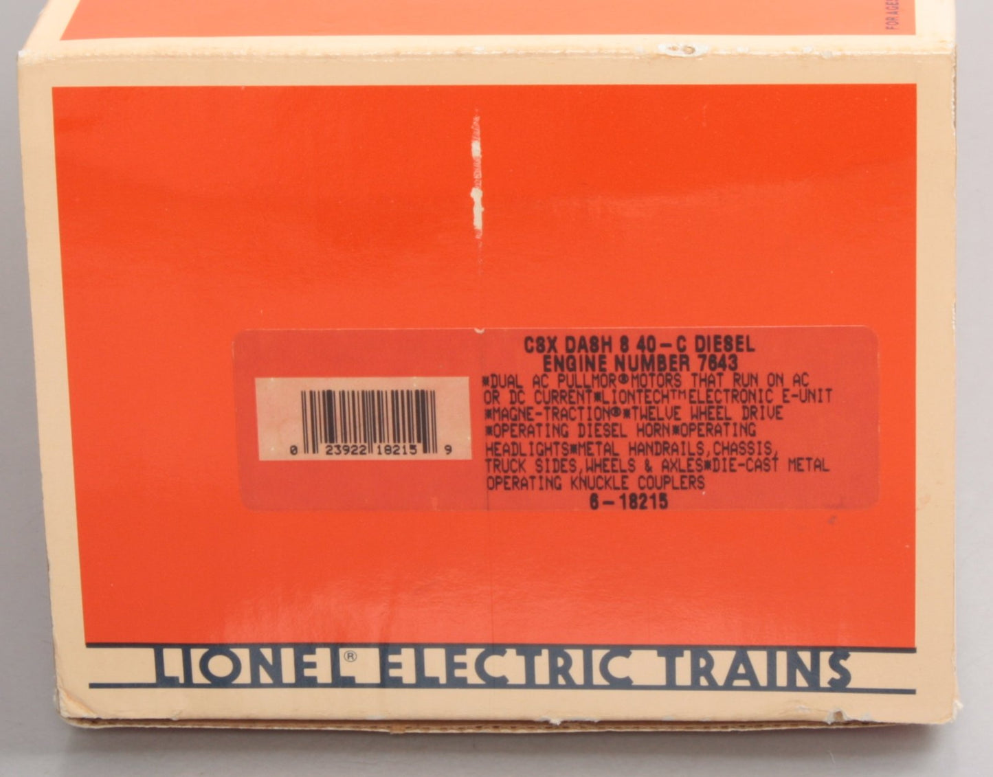 Lionel 6-18215 O Gauge CSX Dash 8 Diesel Engine #7643 EX/Box