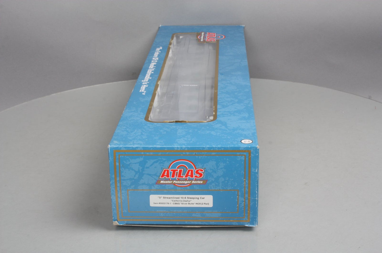 Atlas 3002176-1 O Cali Zephyr CB&Q "Silver Butte" 10-6 Sleeper Car (2-Rail) LN/Box