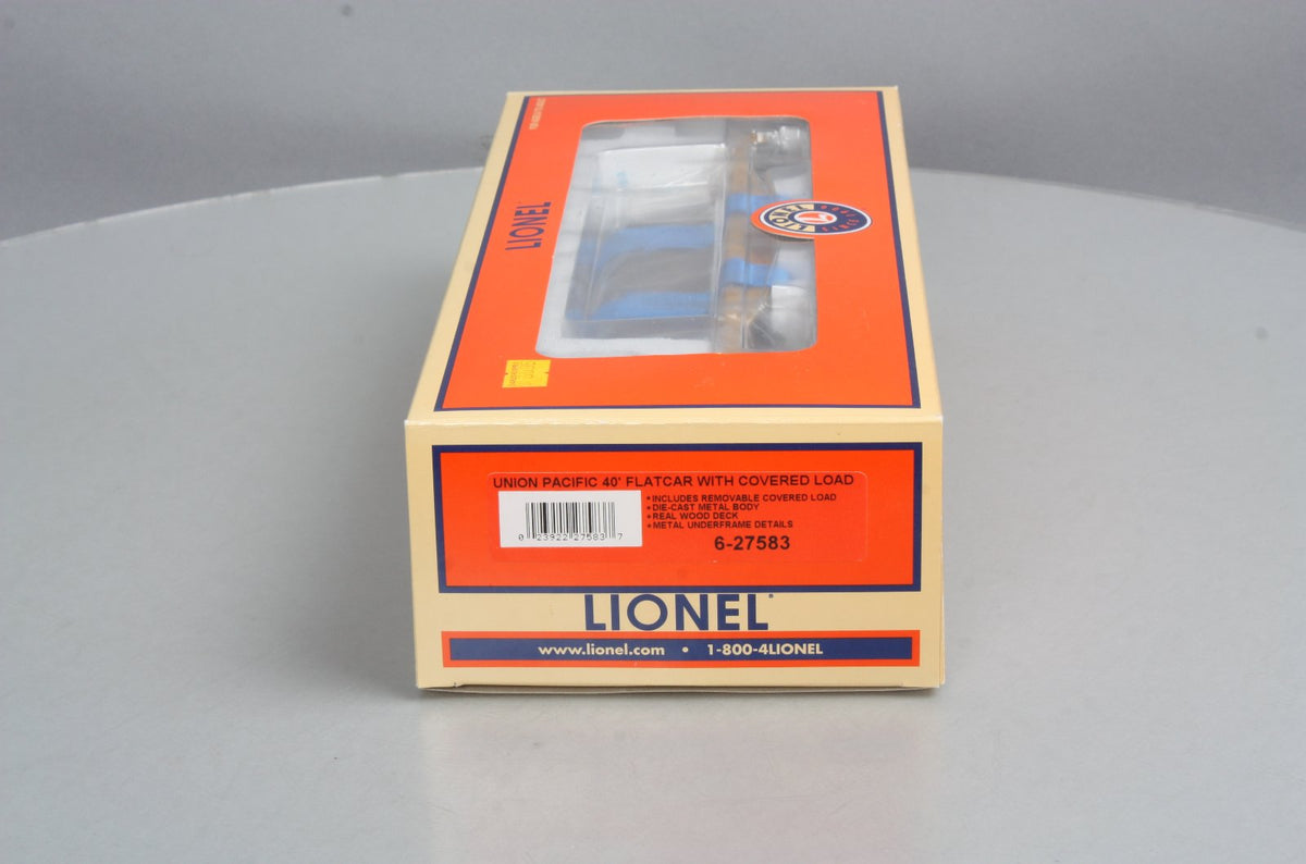 Lionel 6-27583 O Gauge Union Pacific 40' Flatcar w/Covered Load NIB