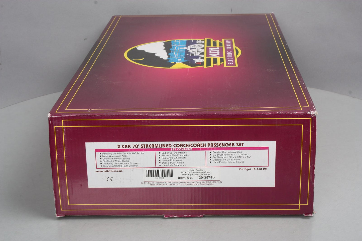 MTH 20-3579A O Union Pacific 70' Streamlined Bag/Obs Passenger Set (Set of 2) LN/Box