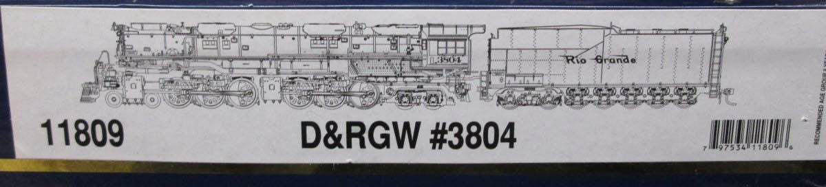 Athearn 11809 N DRGW 4-6-6-4 Challenger Steam Locomotive #3804 LN/Box