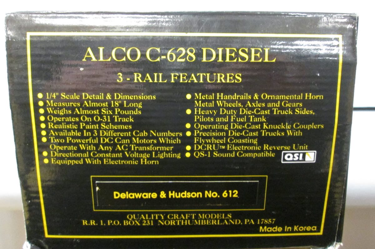 Weaver Delaware & Hudson Alco C628 Diesel Locomotive #612 (3-Rail) LN/Box