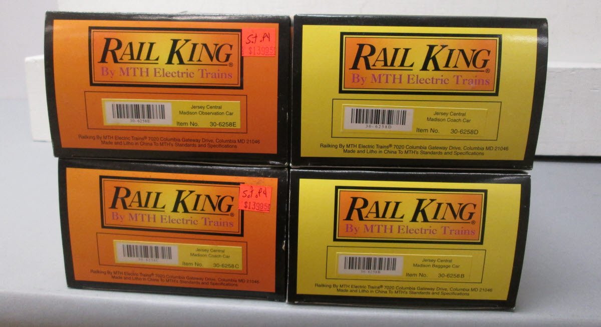 MTH 30-6258 O Gauge Jersey Central O-27 Madison Passenger Car Set (Set of 4) EX/Box
