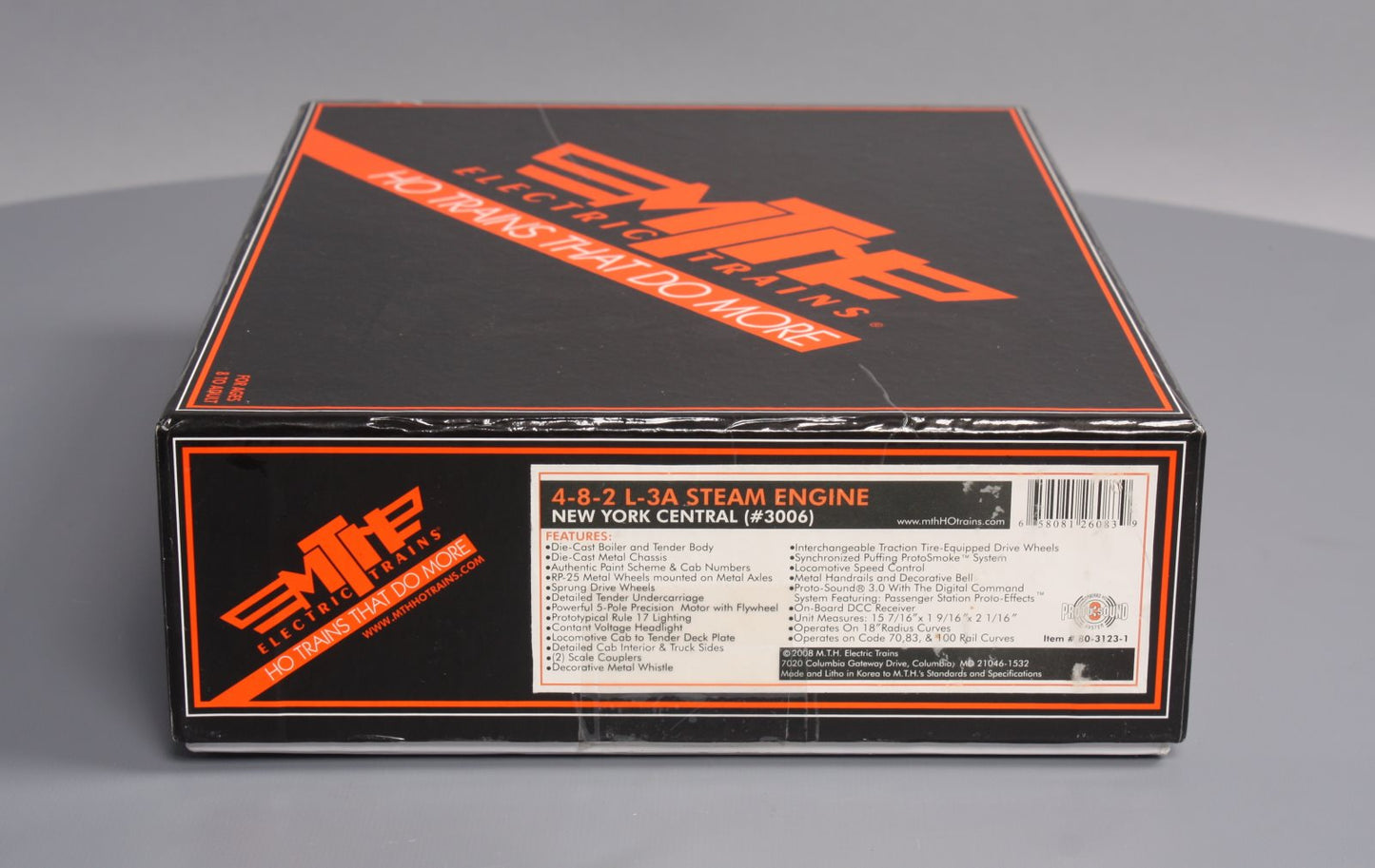 MTH 80-3123-1 HO New York Central L-3A 4-8-2 Mohawk Steam Locomotive #3006 w/PS3